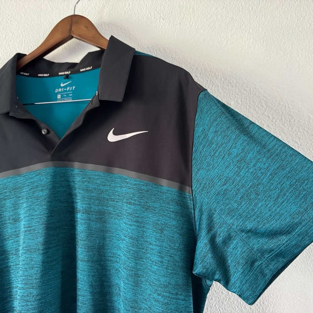 NIKE Tiger Woods Dry Blocked Golf Polo Shirt Swoosh Logo Blustery XXL Men’s NEW - Picture 2 of 10